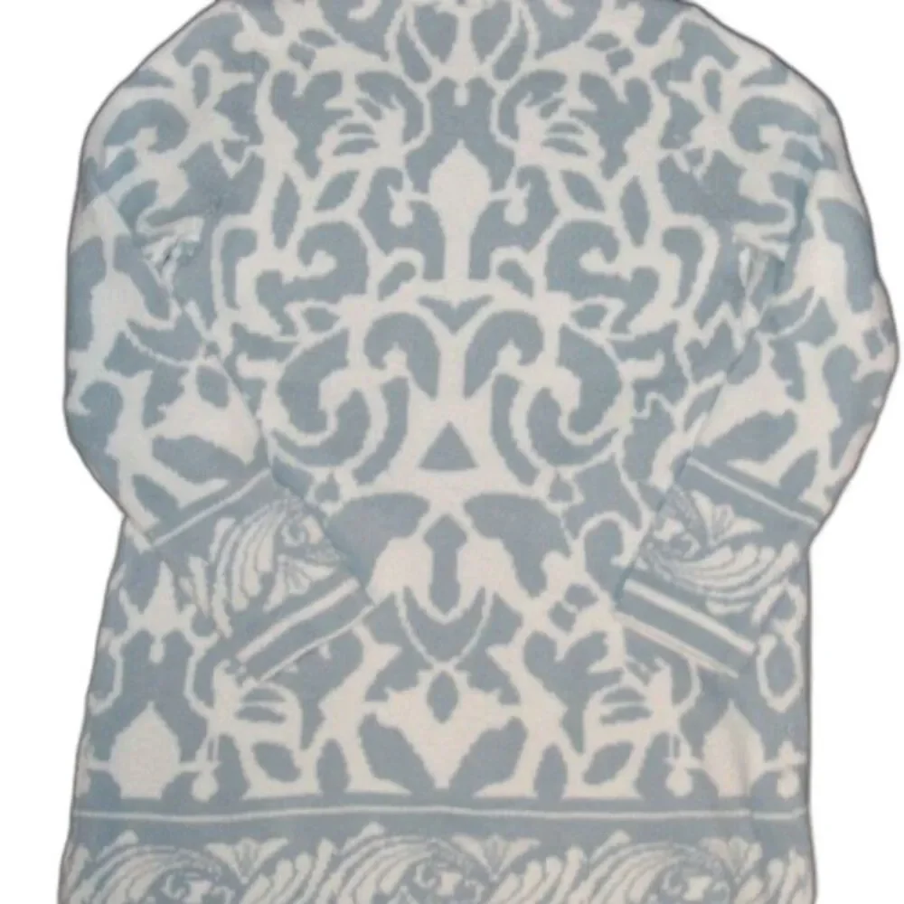Soft Surroundings Open Front Cardigan Baby Blue Damask Oversized Sweater
